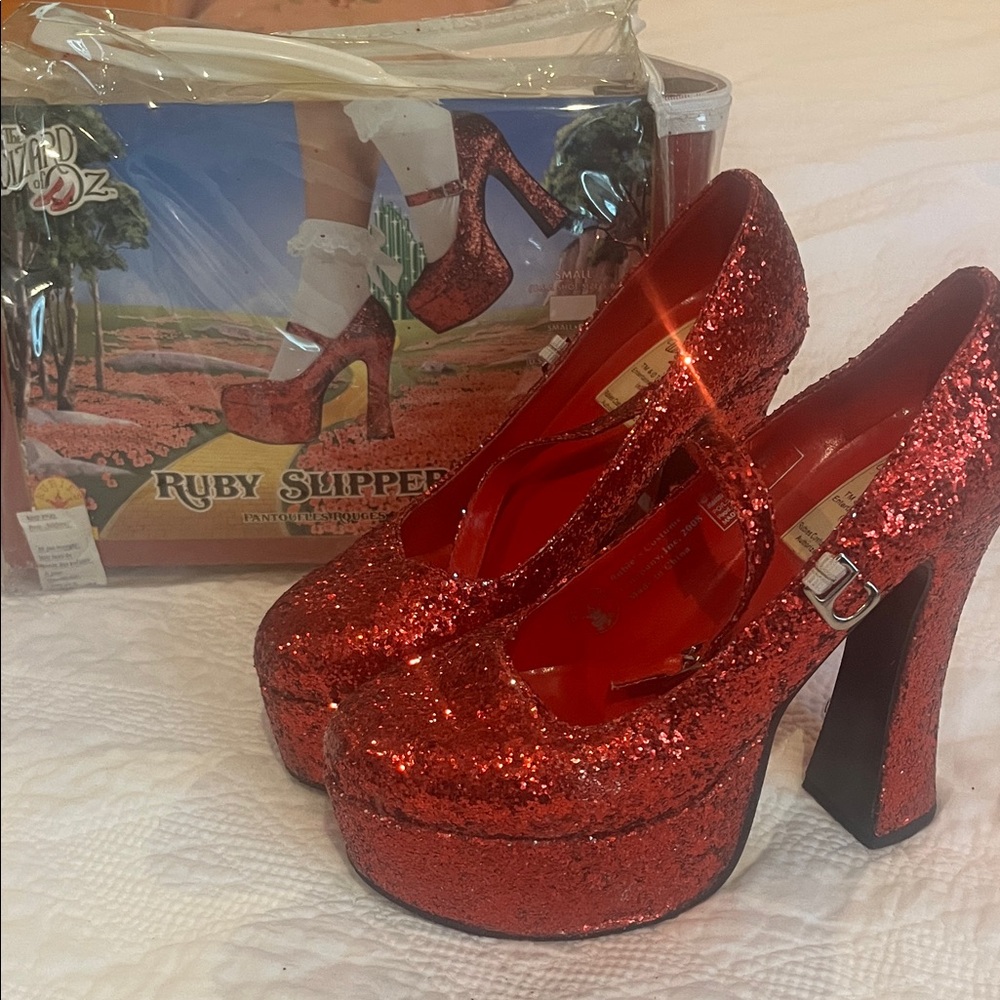 Dorothy Ruby Slippers Red Glitter Platform Heels